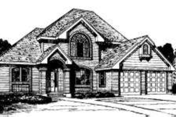 Exterior - Front Elevation for European House Plan #300-102 - 4 bed, 3.5 bath