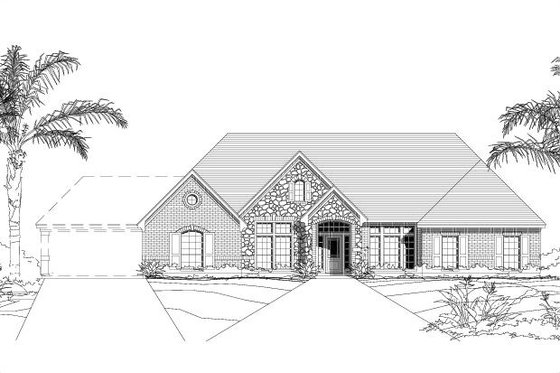 Exterior - Front Elevation 3 for European House Plan #411-154 - 4 bed, 3.5 bath