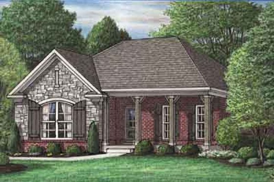 Exterior - Front Elevation for Southern House Plan #34-199 - 3 bed, 2 bath