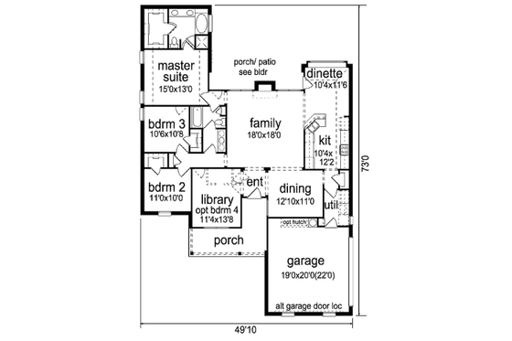 Floor Plan - Main Floor for Cottage House Plan #84-490 - 3 bed, 2 bath