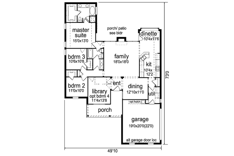 Home Plan - Floor Plan - Main Floor for Cottage House Plan #84-490 - 3 bed, 2 bath