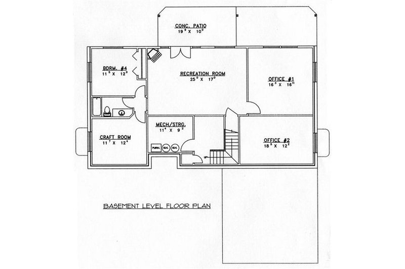 Architectural House Design - Floor Plan - Lower Floor House Plan #117-532 - 4 bed, 3.5 bath