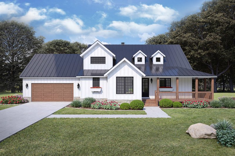 Architectural House Design - Exterior - Front Elevation 3 for Farmhouse House Plan #932-1416 - 4 bed, 3.5 bath
