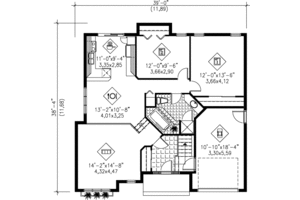 Floor Plan - Main Floor for Traditional House Plan #25-1156 - 2 bed, 1 bath