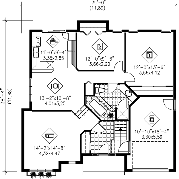 Traditional Floor Plan - Main Floor Plan #25-1156
