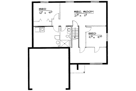 Floor Plan - Lower Floor for Ranch House Plan #308-166 - 4 bed, 2 bath