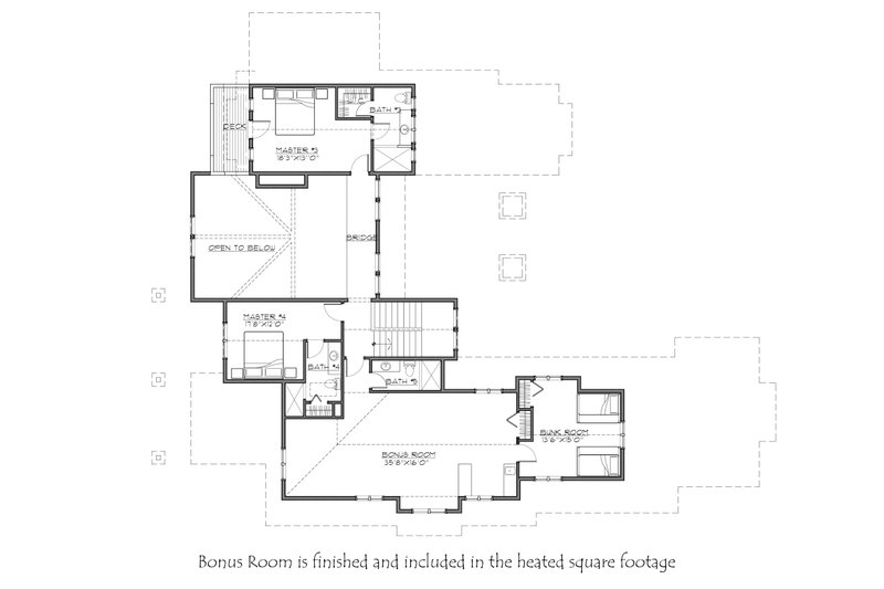 Architectural House Design - Floor Plan - Upper Floor for Craftsman House Plan #892-27 - 5 bed, 5.5 bath