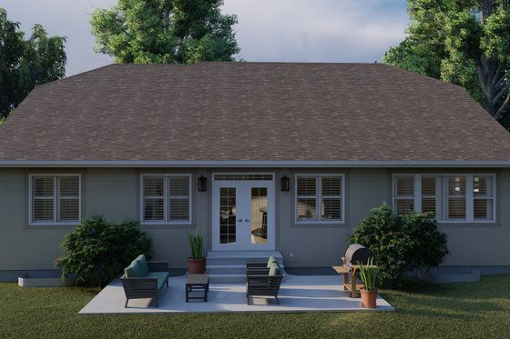 Exterior - Rear Elevation for Ranch House Plan #1060-101 - 3 bed, 2 bath