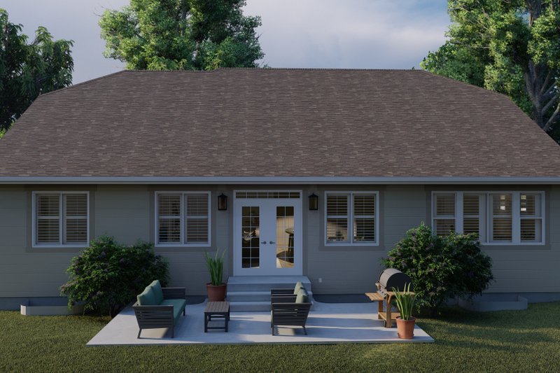 House Design - Exterior - Rear Elevation for Ranch House Plan #1060-101 - 3 bed, 2 bath