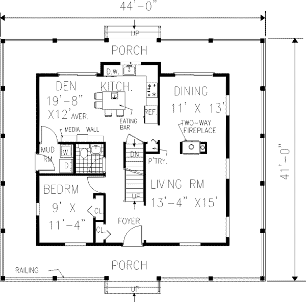 House Plan Design - Southern Floor Plan - Main Floor Plan #3-144