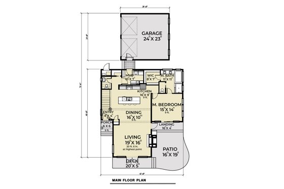 Floor Plan - Main Floor for Contemporary House Plan #1070-14 - 3 bed, 2.5 bath