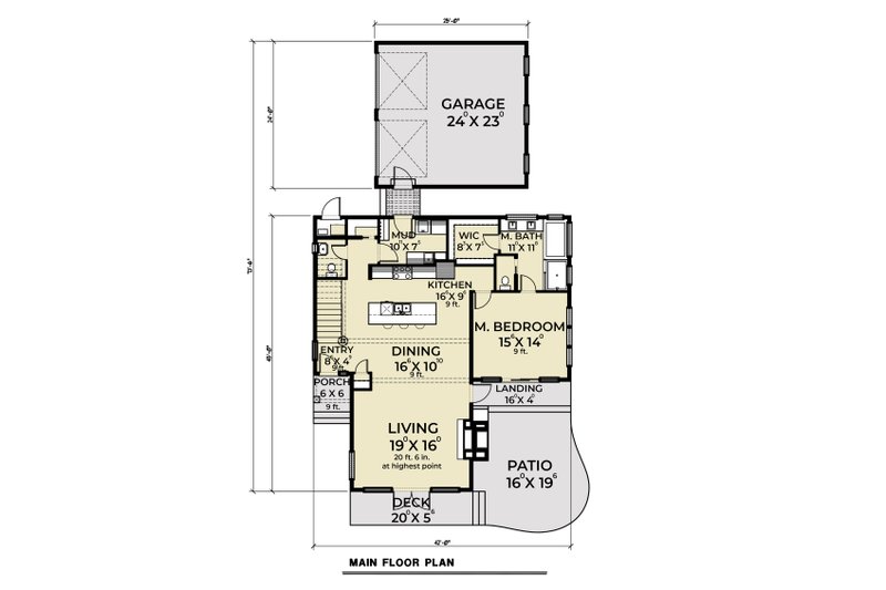Dream House Plan - Floor Plan - Main Floor for Contemporary House Plan #1070-14 - 3 bed, 2.5 bath