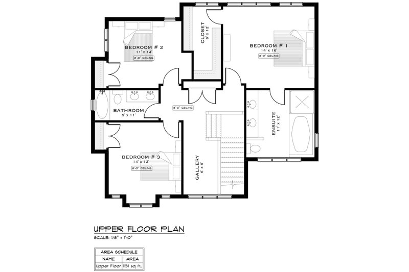 House Plan Design - Floor Plan - Upper Floor for Craftsman House Plan #1101-15 - 3 bed, 3 bath