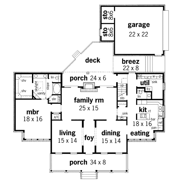 Dream House Plan - Southern Floor Plan - Main Floor Plan #45-159