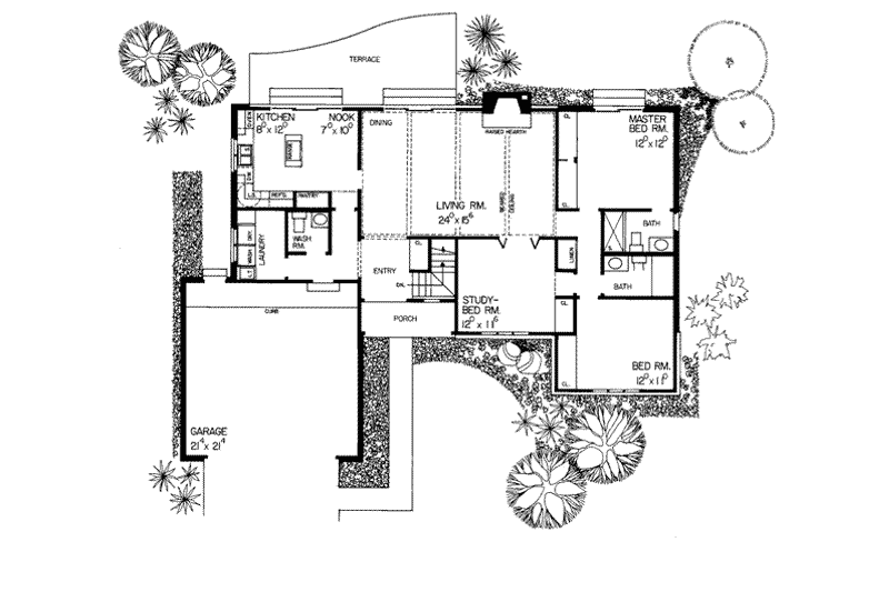 Home Plan - Floor Plan - Main Floor for European House Plan #72-299 - 2 bed, 3 bath