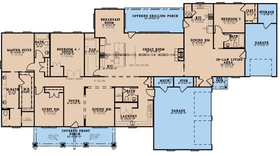 Floor Plan - Main Floor for Traditional House Plan #923-212 - 4 bed, 4 bath