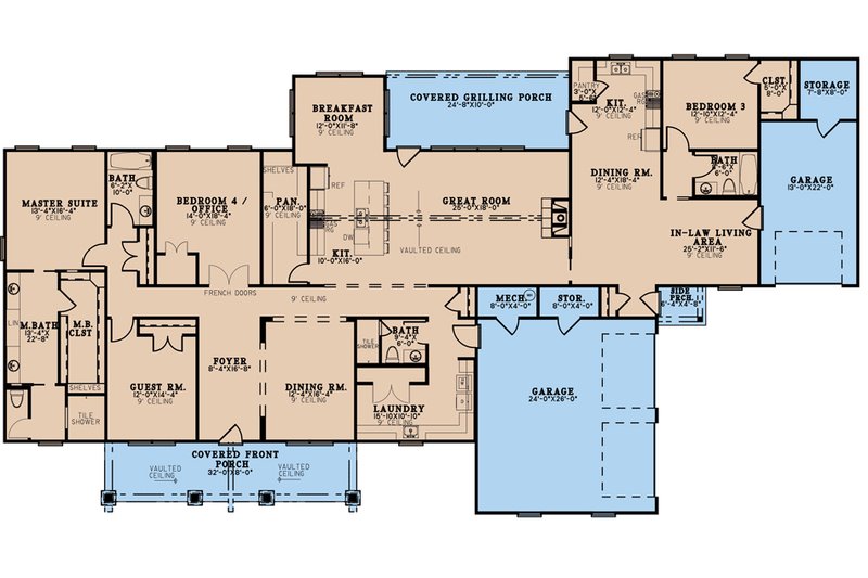 House Plan Design - Floor Plan - Main Floor for Traditional House Plan #923-212 - 4 bed, 4 bath