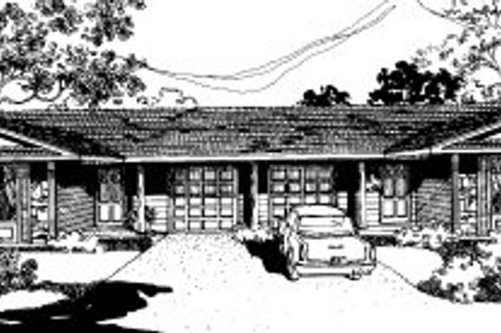 Exterior - Front Elevation for Ranch House Plan #303-188 - 2 bed, 1 bath