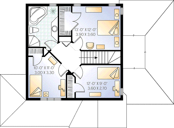 Traditional Floor Plan - Upper Floor Plan #23-372