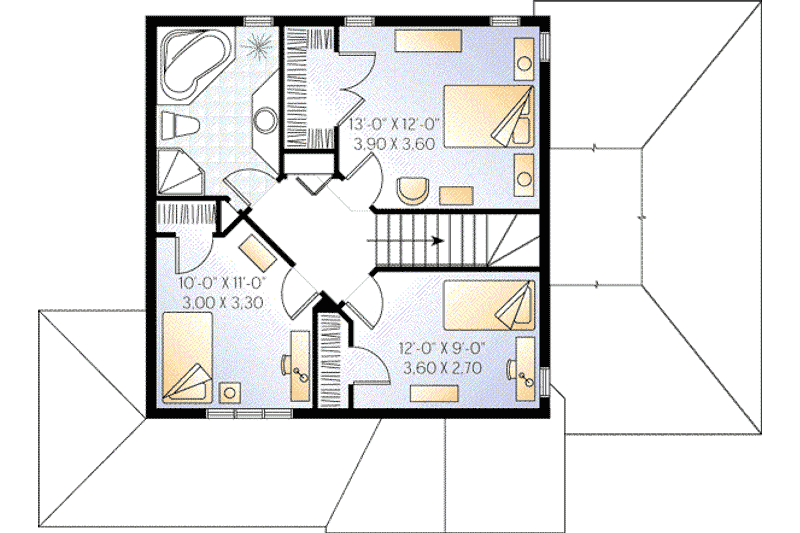 Dream House Plan - Floor Plan - Upper Floor for Traditional House Plan #23-372 - 3 bed, 2 bath