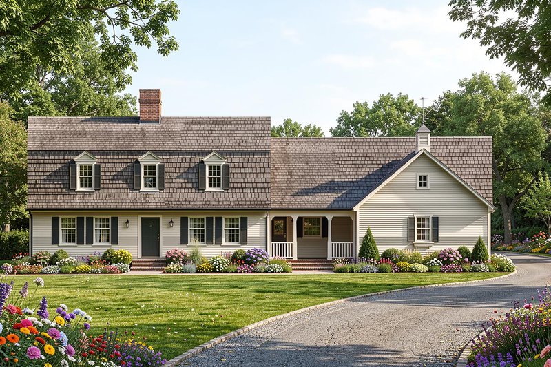 Exterior - Front Elevation 2 for Colonial House Plan #137-193 - 4 bed, 3 bath