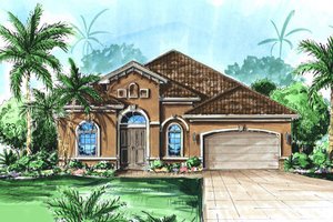 Mediterranean Exterior - Front Elevation Plan #27-402