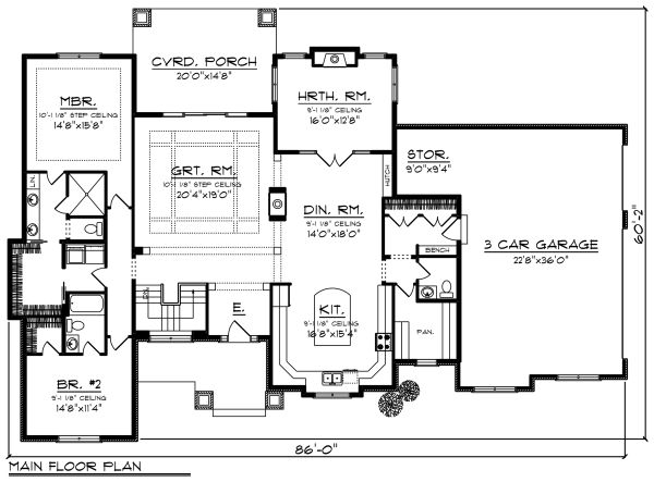 Architectural House Design - Ranch Floor Plan - Main Floor Plan #70-1277