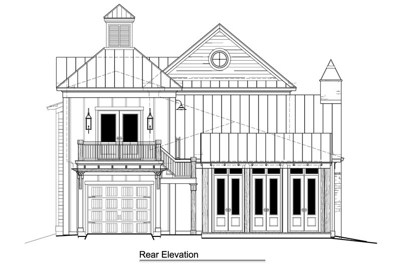 House Plan Design - Exterior - Rear Elevation 1 for Beach House Plan #1081-44 - 3 bed, 3.5 bath