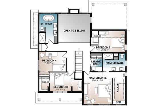 Floor Plan - Upper Floor for Farmhouse House Plan #23-2725 - 4 bed, 2.5 bath