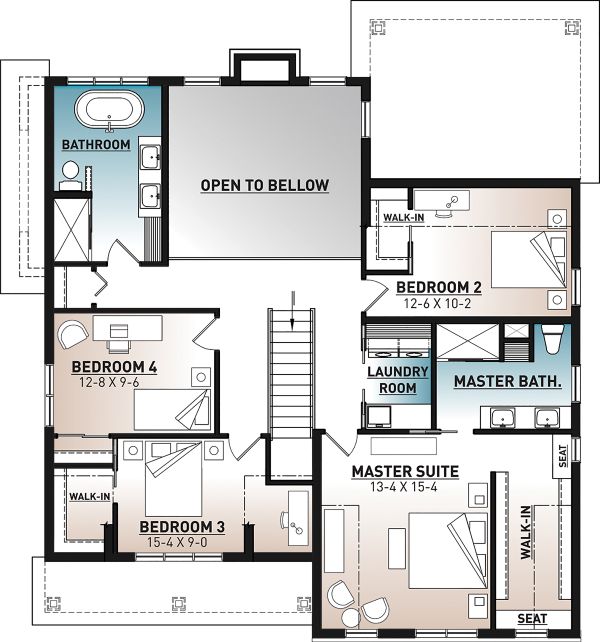 House Blueprint - Farmhouse Floor Plan - Upper Floor Plan #23-2725