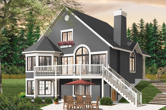 Exterior - Rear Elevation 4 for European House Plan #23-2511 - 3 bed, 2 bath