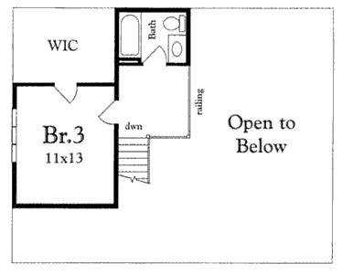 Floor Plan - Upper Floor for Cottage House Plan #409-107 - 3 bed, 2 bath