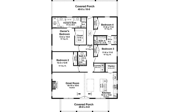Floor Plan - Main Floor for Barndominium House Plan #21-474 - 4 bed, 3 bath