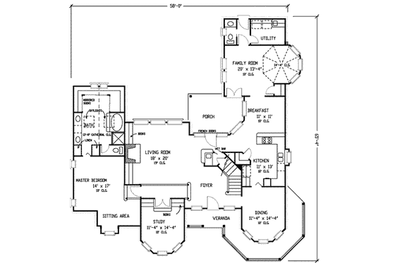 Floor Plan - Main Floor for Victorian House Plan #410-197 - 4 bed, 3.5 bath