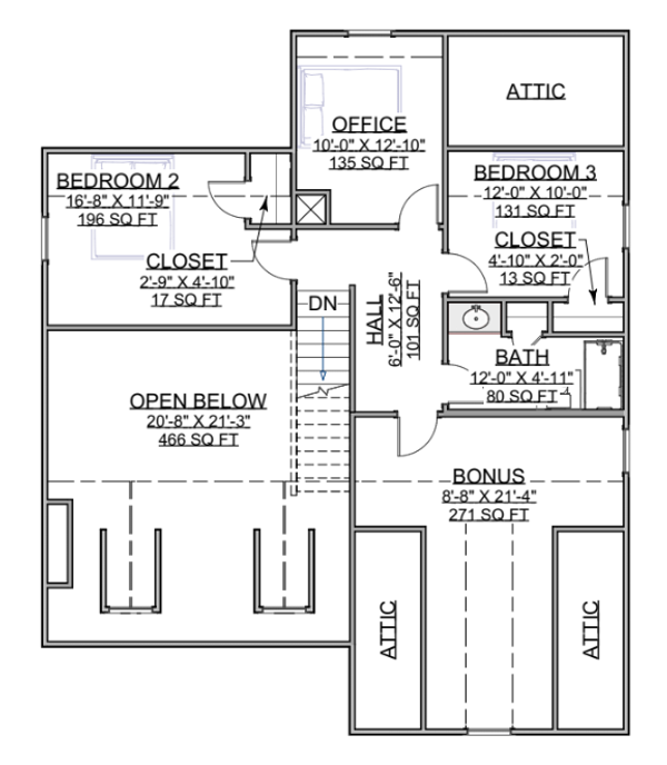 Craftsman Floor Plan - Upper Floor Plan #1116-18