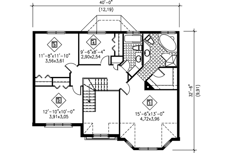 Dream House Plan - Floor Plan - Upper Floor for European House Plan #25-2007 - 4 bed, 2.5 bath