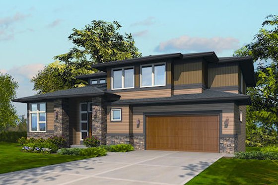 Exterior - Front Elevation 3 for Modern House Plan #48-247 - 4 bed, 3.5 bath