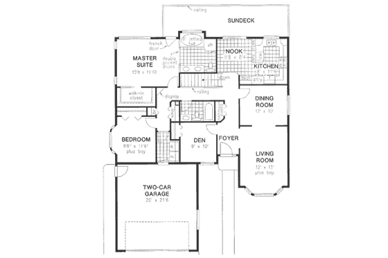 Floor Plan - Main Floor for Traditional House Plan #18-9247 - 3 bed, 2 bath