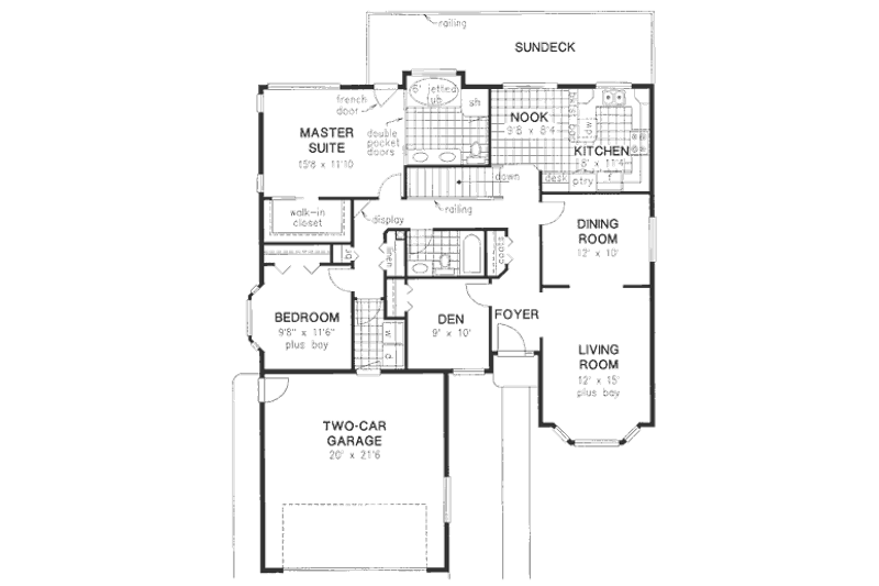 Architectural House Design - Floor Plan - Main Floor for Traditional House Plan #18-9247 - 3 bed, 2 bath
