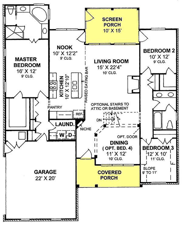 Architectural House Design - Traditional Floor Plan - Main Floor Plan #20-1360