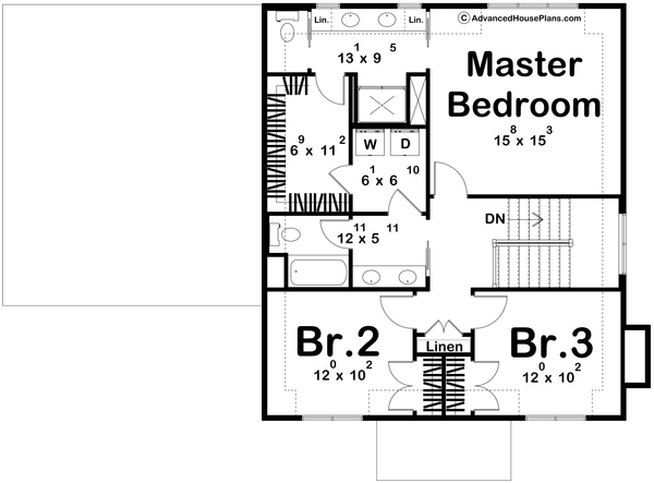 European Floor Plan - Upper Floor Plan #455-749