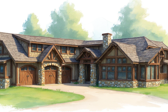 Exterior - Front Elevation 3 for Craftsman House Plan #921-25 - 4 bed, 4 bath