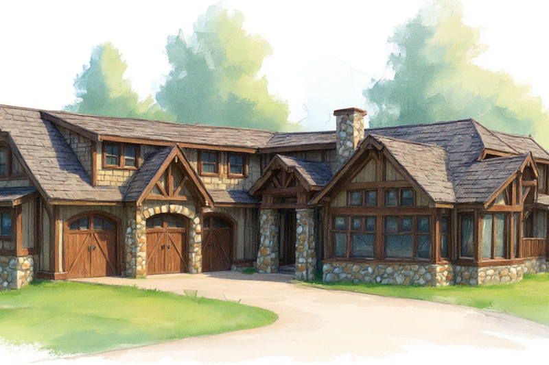 Craftsman Style House Plan - 4 Beds 4 Baths 3231 Sq/Ft Plan #921-25 Exterior