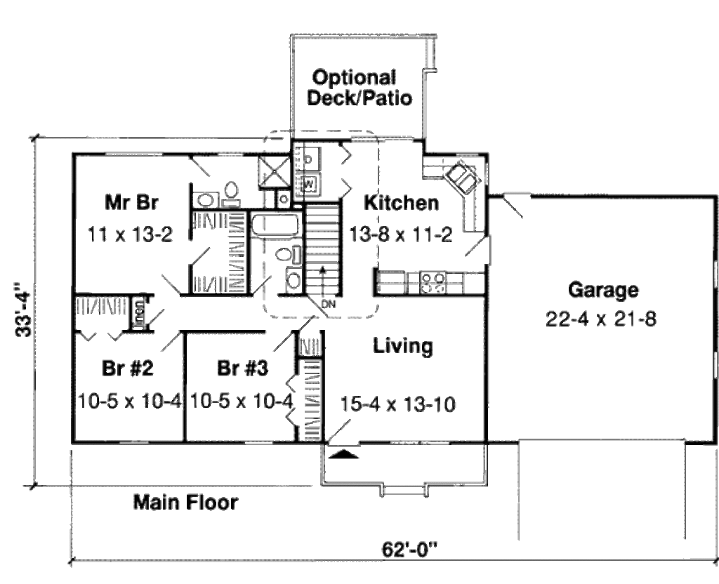 3 Bedroom Ranch Floor Plans  Ranch  Style House  Plan  3  Beds 2 Baths 1137 Sq Ft Plan  