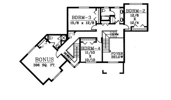 Architectural House Design - Traditional Floor Plan - Upper Floor Plan #96-215