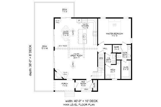 Floor Plan - Main Floor for Country House Plan #932-1020 - 3 bed, 2.5 bath