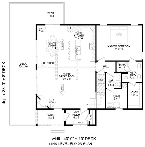 Country Floor Plan - Main Floor Plan #932-1020