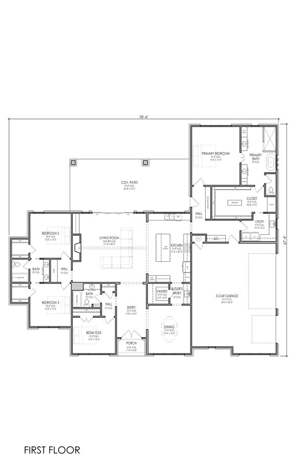 Architectural House Design - Floor Plan - Main Floor for Modern House Plan #1119-16 - 4 bed, 3 bath