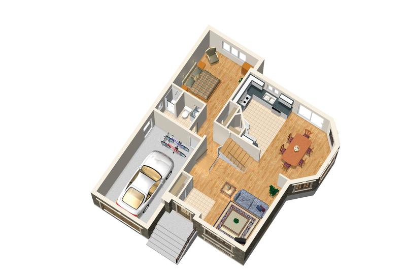 House Design - Floor Plan - Main Floor 1 for European House Plan #25-4641 - 2 bed, 2 bath