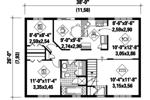 Floor Plan - Main Floor for Country House Plan #25-4840 - 2 bed, 1 bath